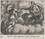 Plate 125: Aurora Asking Jupiter to Honor Memnon (Aurora a Iove Memnoni, mortis honorem petit), from Ovid's 'Metamorphoses'