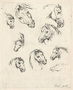 Plate 17: nine studies of horse heads, from 'Various heads and figures' (Diverses têtes et figures)