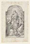 Design for an Altar Painting:   Saint Dominic and Saint Catherine of Siena Receiving the Rosary from the Virgin and Child