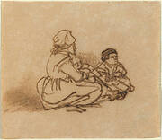 Woman Seated on the Ground with Two Children