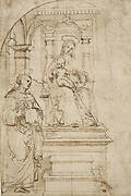 Sketch for an enthroned Virgin and Child with St. Nicholas of Tolentino