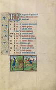 November Calendar Page; Gathering Acorns for Pigs; Sagittarius