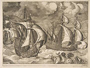 Three Caravels in a Rising Squall with Arion on a Dolphin from The Sailing Vessels