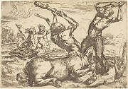 Battle between a Centaur and a Triton