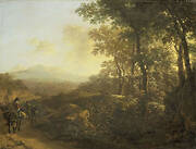 Italian landscape with mule driver