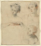 Three Studies of a Woman's Head and a Study of Hands [recto]