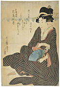 Courtesan or Kneeling Lady with Fan from the series Seasonal Poems Composed by Famous Women