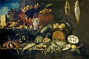 Still life with fishes and vegetables