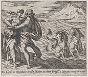 Plate 115: The Rape of Caenis (Caenis in virginitatis amißae solatium in virum fortiß.m a Neptuno transformatur), from Ovid's 'Metamorphoses'