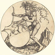 Shield with Stag, Held by Wild Man