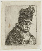 Sheet of studies of men's head: old man in fur coat and high cap