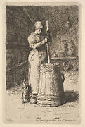 Woman Churning Butter