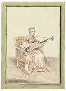 Portret van Madame de Montainville, gitaar spelend