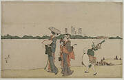 Women and Children Walking Along the Sumida River