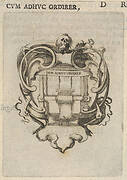 A cartouche with a loom, a skull at top, bones to either side, from 'Eight Emblems for the Funeral of Francesco de Medici' (Huit emblèmes pour les funérailles du prince François de Médicis)