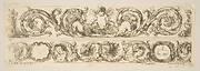 Two Acanthus Friezes: Cupid Subduing Two Lions; Heads of Four Seasons, Plate 14 from: 'Decorative friezes and foliage' (Ornamenti di fregi e fogliami)