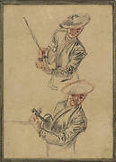 Two Studies of a Violinist Tuning His Instrument