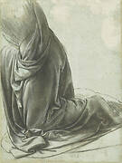 The drapery of a kneeling figure