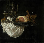 Still Life with a Ham, Silver Decanter and a Roemer