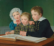 Portrait of C.F. Holm's children. Adam Vilhelm, Pauline Frederikke and Johan Chr. Julius