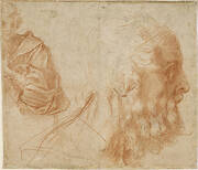 Sheet of studies with a youth and the head of an old man looking to the right (Homer?)