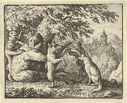 On Order of the Lion, a Piece of Skin is Taken from the Bear, A  Piece of the Front Paws of the Wolf and a Piece from the She-Wolf's Hind Paws are Skinned from Hendrick van Alcmar's Renard The Fox