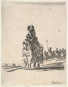 A horseman, facing front, a group of horsemen in background to the right, from 'Various cavalry exercises' (Diverses exercices de cavalerie)