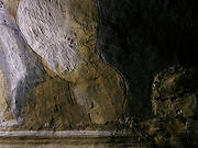 An angel's leg.  A detail of the intrados outer band of the Del Bono Chapel