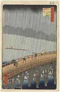 Sudden Shower Over Shin-Ohashi Bridge and Atake (Ohashi Atake no Yudachi), No. 58 from One Hundred Famous Views of Edo