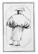 Caricature of a Person in a Voluminous Gown, Seen from Behind