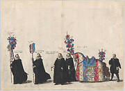 Plate 51: Members of the court of justice marching in the funeral procession of Archduke Albert of Austria; from 'Pompa Funebris ... Alberti Pii'