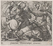 Plate 113: The Greeks Battling the Trojans (Graecorum Troianorumque concursus), from Ovid's 'Metamorphoses'