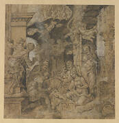 The Adoration of the Shepherds; verso: Sketches