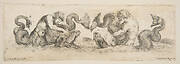 Frieze with Tritons and Dolphins, Plate 13 from: 'Decorative friezes and foliage' (Ornamenti di fregi e fogliami)