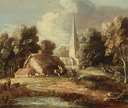 Landscape with cottage and church