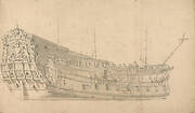 An English Man of War, Starboard Quarter View: Possibly the Victory