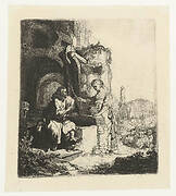 Christ and the woman of Samaria among ruins