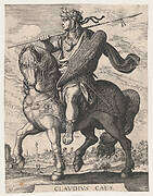 Plate 5: Emperor Claudius on Horseback, from 'The First Twelve Roman Caesars' after Tempesta