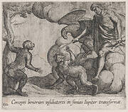 Plate 132: Jupiter Changing the Cercopians into Monkeys (Cercopes bonorum insidiatores in Simias Iupiter transformat), from Ovid's 'Metamorphoses'