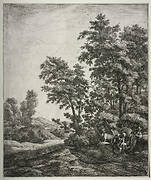 Six large upright landscapes with scenes from Ovid's Metamorphoses: Mercury and Argus