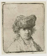 Self-portrait in a fur cap: bust