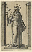 Saint Anthony of Padua standing, lillies in his raised right hand, a book in his left, from the series 'Piccoli Santi' (Small Saints)