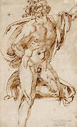 Male Nude who leans on one knee in a contrapposto pose (Study related to the Laocoön)