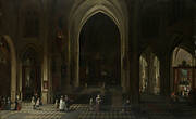 Interior of a Gothic Church at Night Looking East