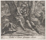 Plate 96: Venus and Adonis Embracing (Perditè a Venere adamatur Adonis), from Ovid's 'Metamorphoses'