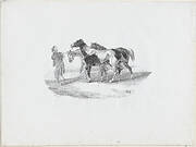 Three Horses Led by a Groom to be Skinned