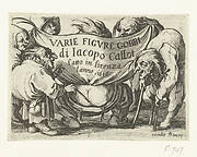 Titelblad voor prentserie 'Diverse gebochelden'/'Varie figure gobbi di Jacopo Callot'