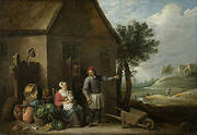 Husbandman at a Cottage Door with a Seated Woman and Child