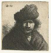 Self-portrait in a slant fur cap: bust