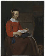 Young Woman Seated in an Interior, Reading a Letter